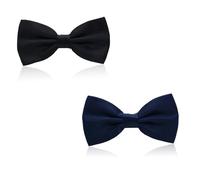 DYSWTUE 2 Pièces Nœuds Papillon Hommes, Nœuds Papillon Classiques de Couleur Unie Prénoués, Nœuds Papillon Formels Ajustables pour les Fêtes, les Mariages, Noir et Bleu Marine