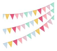 DYSWTUE 3 Pièces Fanion Jute Couleur Guirlande Fanions Toile de Jute, 36 Drapeaux 12M Banderole, Multicolore Extérieur Étanche Triangle Drapeaux Bruant, pour Mariage, Fête d'anniversaire, Jardin