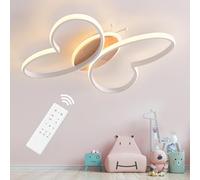 Dythwron 38CM Lampe de Chambre D'enfant Plafond, 40W LED Lampe de Plafond Chambre D'enfant Avec Télécommande Avec Fonction Veilleuse, Papillon Lampe de Plafond pour Chambre D'enfant (Blanc)