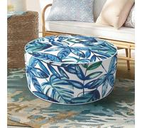 DYTXIII Pouf gonflable pour une utilisation en extérieur/intérieur, tabouret portable avec poignée, repose-pieds hydrofuge, convient pour terrasse, camping, terrasse et voyage (D 21 x H 9, feuilles
