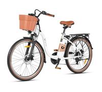 DYU C6 Pro - Vélo électrique pliant 36V 15.6Ah 80 km, 350W, Shimano 7 vitesses, 26"" Blanc