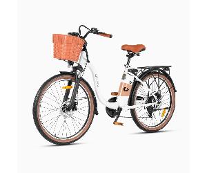 DYU C6 Pro Vélo électrique pour adultes 250 W, 26 pouces, vélo électrique urbain pour déplacements quotidiens avec panier avec 36 V 15,6 Ah