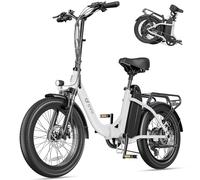 DYU C9 Vélo Électrique,20" Velo Electrique Homme avec 48V 15.6Ah Batterie,748.8WH, Moteur 250W, Ebike Autonomie Jusqu’à 80-150KM,7 Vitesses, Velo Pliant Adulte,VTT Electrique Adulte Femme,Blanc