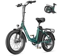 DYU C9 Vélo Électrique,20" Velo Electrique Homme avec 48V 15.6Ah Batterie,748.8WH, Moteur 250W, Ebike Autonomie Jusqu’à 80-150KM,7 Vitesses, Velo Pliant Adulte,VTT Electrique Adulte Femme (Vert)