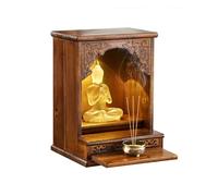 DYUNCZ Autel Bouddhiste Murale en Bois avec Plateau Coulissant, Petite Table D'autel, Niche Bouddhiste, Étagère de Méditation, Peut Être Posée sur Un Bureau ou Fixée au Mur