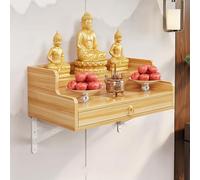 DYUNCZ Autel Bouddhiste Murale, Table D'autel Personnelle avec Support de Fixation, Niche D'offrandes Bouddhiste avec Plateau Rétractable, pour la Puja et L'encens(White,50x40x26cm)