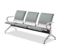 DYUNCZ Banc D'attente Airport 3 Places, Chaise de Salle D'attente avec Accoudoirs, Siège Visiteur en Métal, Chaise de Bureau en Cuir PU, pour Bureau, Hôpital, Aéroport, Banque(Gray)