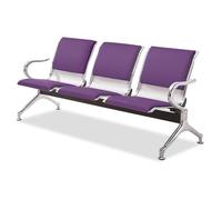 DYUNCZ Banc D'attente Airport 3 Places, Chaise de Salle D'attente avec Accoudoirs, Siège Visiteur en Métal, Chaise de Bureau en Cuir PU, pour Bureau, Hôpital, Aéroport, Banque(Purple)