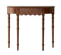 DYUNCZ Console en Bois Massif avec Tiroir, Table D'entrée Demi-Lune à Placer Derrière Le Canapé, Bureau D'appoint Étroit pour Salon, Couloir ou Hall D'entrée(Brown)