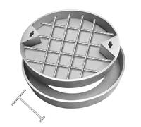 DYUNCZ Couvercle Fosse Septique Rond et Invisible, Acier Inoxydable, Couvercle de Regard avec Crochet, pour Terrasses, Jardins, Garages et Routes, Capacité de Charge 1 Tonne(70x5cm)