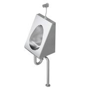 DYUNCZ Urinoir Mural en Acier Inoxydable 304, Urinoir Homme avec Robinet de Chasse, Chasse Manuelle, Design Anti-éclaboussures, pour Karaoké, Prison, Bar, Salle de Bain, Hôtel