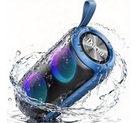 Dyurwa Enceinte Bluetooth Puissante avec Lumières RGB, Enceinte Portable Bluetooth Son Surround, Bluetooth Speaker Mics Intégré, 12H Autonomie, Étanche IPX6 pour Cyclisme, Extérieur Bleu