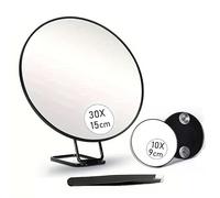 DYVEXO Miroirs grossissants - Lot de 2 miroirs grossissants 10X et 30X, avec 3 ventouses et poignée, miroirs compacts à main ou mural, idéal pour maquillage et voyage