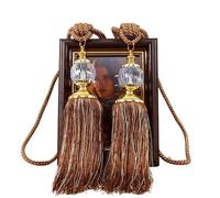 DYYEUAVT 1 Paire de retenues de Rideaux de Luxe, embrasses en Corde, Pompon, Boule de Perles, décor, Or, Gris, Violet, Accessoires décoratifs(Brown)