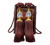 DYYEUAVT 1 Paire de retenues de Rideaux de Luxe, embrasses en Corde, Pompon, Boule de Perles, décor, Or, Gris, Violet, Accessoires décoratifs(Red Coffee)