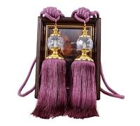 DYYEUAVT 1 Paire de retenues de Rideaux de Luxe, embrasses en Corde, Pompon, Boule de Perles, décor, Or, Gris, Violet, Accessoires décoratifs(Deep Purple)