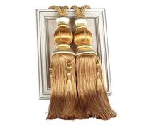 DYYEUAVT 1 Paire d'embrasses de Rideaux en Corde, Pompon Suspendu, Accessoires for Rideaux, Boule de Perles, Boule Suspendue(Gold)