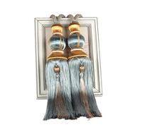 DYYEUAVT 1 Paire d'embrasses de Rideaux en Corde, Pompon Suspendu, Accessoires for Rideaux, Boule de Perles, Boule Suspendue(Light Blue)