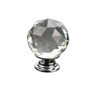 DYYEUAVT Boutons de tiroir en cristal transparent, 20 mm, 30 mm, 40 mm, 50 mm, for placard, cuisine, armoire, penderie(Silver Base,Dia.25mm)