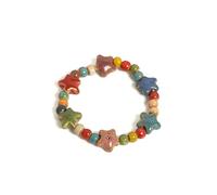 DYYEUAVT Bracelet élastique coloré en forme d'étoile de mer et de coquillages en céramique pour femme et adolescente, taille unique, Agate