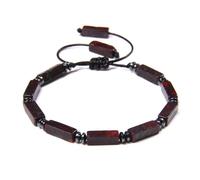 DYYEUAVT Bracelet en améthystes de Forme rectangulaire, en Pierre d'agates et de Lapis Lazuli, tressé réglable, Bijoux for Femmes et Hommes(Bloodstone)