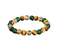 DYYEUAVT Bracelet porte-bonheur en pierre naturelle jaune et agate verte mixte pour homme et femme, taille unique, Perles colorées de 8 mm, Agate