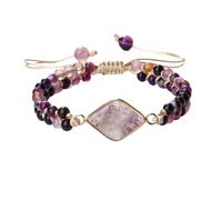 DYYEUAVT Bracelet pour femme avec perles en pierre violette naturelle de 4,0 mm, taille unique, Agate