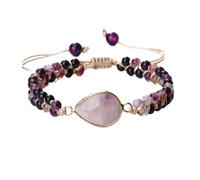 DYYEUAVT Bracelet pour femme avec perles en pierre violette naturelle de 4,0 mm, taille unique, Agate