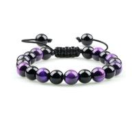 DYYEUAVT Bracelets à breloques réglables en pierre naturelle de 8 mm pour homme et femme, taille unique, Agate