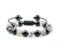 DYYEUAVT Bracelets à breloques réglables en pierre naturelle de 8 mm pour homme et femme, taille unique, Agate