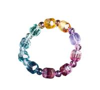 DYYEUAVT Bracelets de perles irrégulières en fluorite naturelle colorée pour femme - Élégants bracelets extensibles pour couple, taille unique, Agate