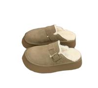 DYYEUAVT Chaussures Femme Bout Rond Sabots Chaussures Femme Hiver Caoutchouc Tissu Pantoufles(Gray,37)