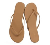 DYYEUAVT Comwarm Thong Flip Flops For Women Memory Foam Summer Beach Sandals For Vegan Leather Flat Slippers(Taupe,36)