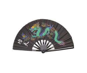 DYYEUAVT Éventail de Tai Chi Éventail de Tai Chi Éventail Traditionnel Kung Fu Éventail d'arts Martiaux Éventail d'entraînement de Wushu à Tenir à la Main Éventail Pliable(Black)