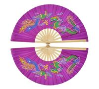 DYYEUAVT Éventail de Tai Chi Éventail Pliable de 33 cm en Nylon for Kung Fu, Tai Chi, décoration de Spectacle, de Danse, de Festival(1 Right 1 Left Fan)