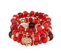 DYYEUAVT Lot de 4 bracelets élastiques en forme d'arbre de vie en forme de cœur pour femme en plastique et perles de verre, taille unique, Agate