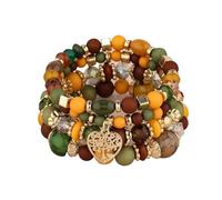 DYYEUAVT Lot de 4 bracelets élastiques en forme d'arbre de vie en forme de cœur pour femme en plastique et perles de verre, taille unique, Agate