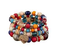 DYYEUAVT Lot de 4 bracelets élastiques en forme d'arbre de vie en forme de cœur pour femme en plastique et perles de verre, taille unique, Agate