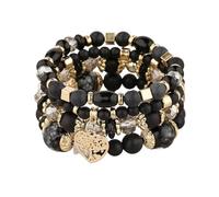 DYYEUAVT Lot de 4 bracelets élastiques en forme d'arbre de vie en forme de cœur pour femme en plastique et perles de verre, taille unique, Agate