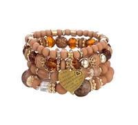 DYYEUAVT Lot de 4 bracelets élastiques pour femme avec perles de cristal et cœur, taille unique, Agate