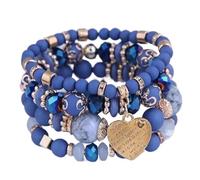 DYYEUAVT Lot de 4 bracelets élastiques pour femme avec perles de cristal et cœur, taille unique, Agate