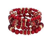 DYYEUAVT Lot de 4 bracelets élastiques pour femme avec perles de cristal et cœur, taille unique, Agate
