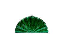DYYEUAVT Pochette de soirée en forme d'éventail for femme, sac à bandoulière avec chaîne tendance, sac à main de luxe for fête de mariage(Dark Green)