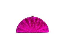 DYYEUAVT Pochette de soirée en forme d'éventail for femme, sac à bandoulière avec chaîne tendance, sac à main de luxe for fête de mariage(Rose)