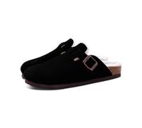 DYYEUAVT Sabots de fourrure d'hiver, pantoufles de maison, chaussures chaudes d'intérieur et d'extérieur en coton for femmes, toboggan court(Black,40)