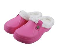 DYYEUAVT Sabots doublés de fourrure for femmes, pantoufles imperméables, chaussures de jardin, hiver chaud en peluche, pantoufles pelucheuses for intérieur et extérieur(Rose Red,35-36)