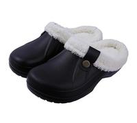 DYYEUAVT Sabots doublés de fourrure for femmes, pantoufles imperméables, chaussures de jardin, hiver chaud en peluche, pantoufles pelucheuses for intérieur et extérieur(Black White,39-40)