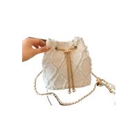 DYYEUAVT Sac à bandoulière élégant en fausses perles for femme, avec chaîne décorative, exquis, tendance, en métal, avec cordon de serrage(WHITE)