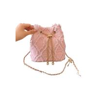 DYYEUAVT Sac à bandoulière élégant en fausses perles for femme, avec chaîne décorative, exquis, tendance, en métal, avec cordon de serrage(Pink)