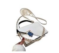 DYYEUAVT Sac à main rétro de styliste for femmes, sac bandoulière avec chaîne, sacoche rabat for filles, petits sacs carrés(White)